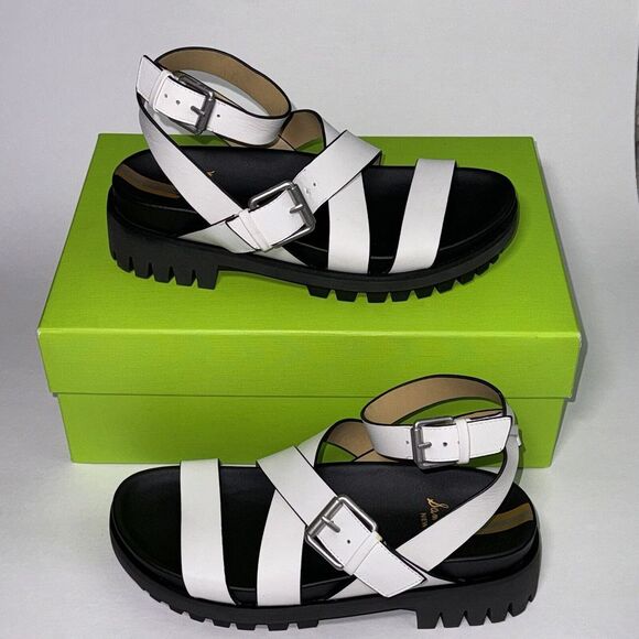 Sam Edelman Eleanor white leather ankle strap platform chunky sandals Women's 7 - Picture 2 of 9